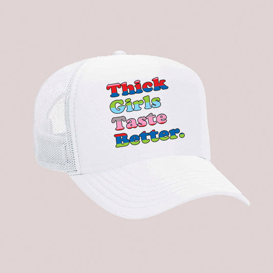 Thick Girls Taste Better Rainbow Trucker Hat